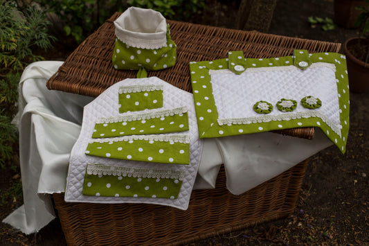 Set da Cucina “Verde Country” in Cotone a Pois