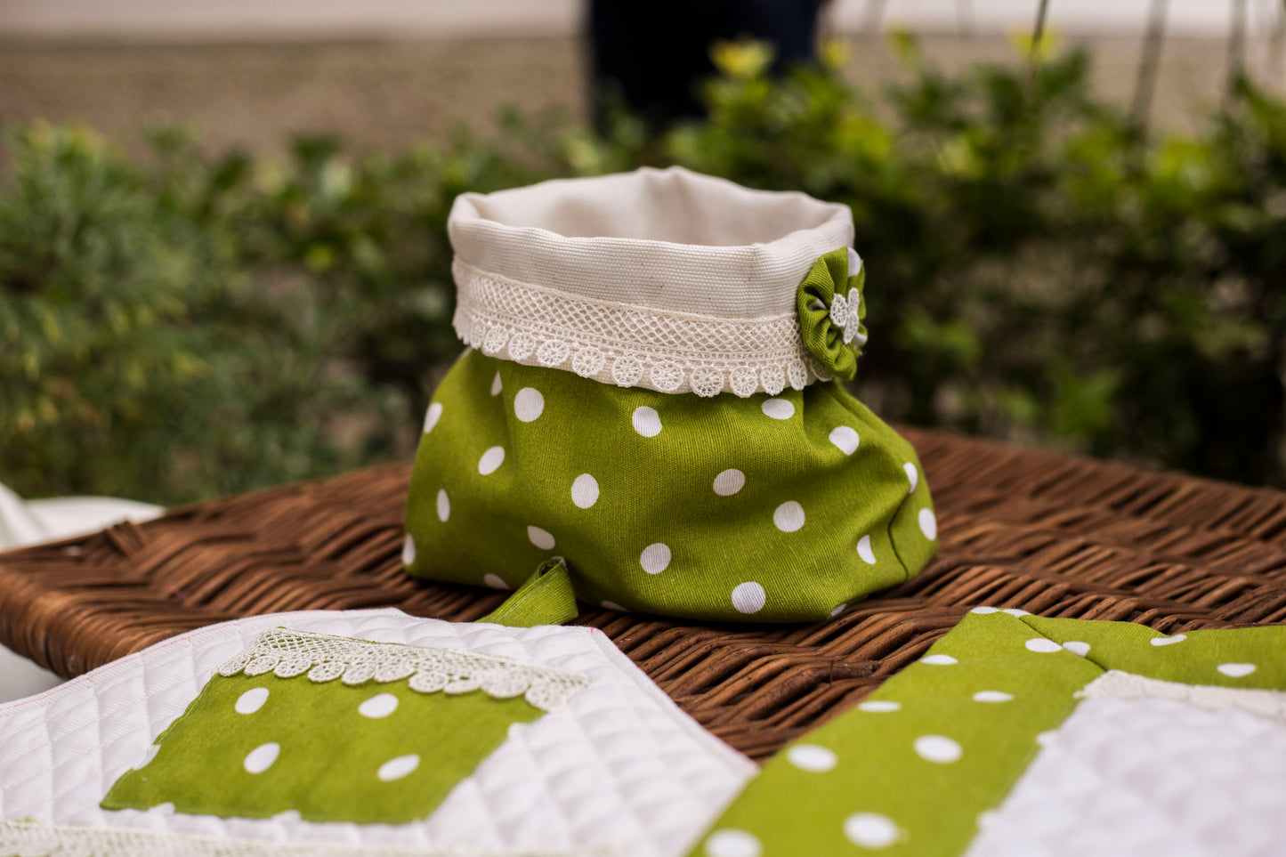 Set da Cucina “Verde Country” in Cotone a Pois