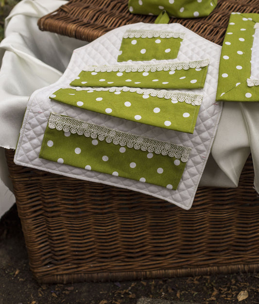Porta-Accessori “Verde Country” in Cotone a Pois